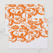 Oranje Funky Damask Response Kaarten RSVP Kaartje (Voorkant / Achterkant)