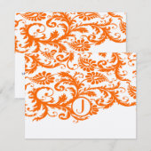 Oranje Funky Damask Response Kaarten RSVP Kaartje (Voorkant / Achterkant)