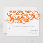 Oranje Funky Damask Response Kaarten RSVP Kaartje (Achterkant)