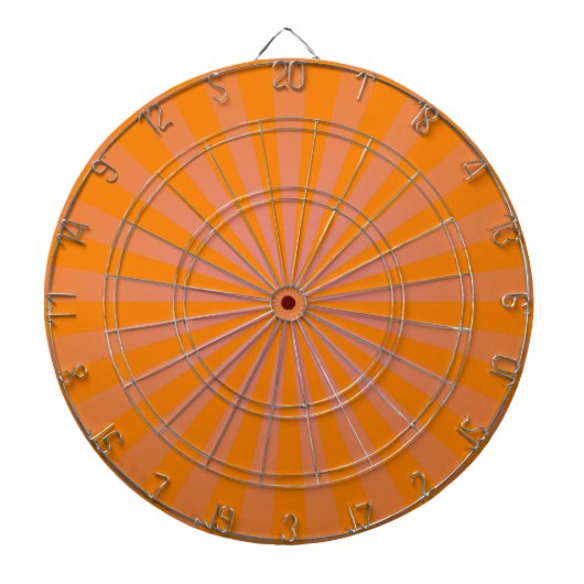 Oranje Funky Sun Rays Retro Stripes Dartbord (Voorkant)