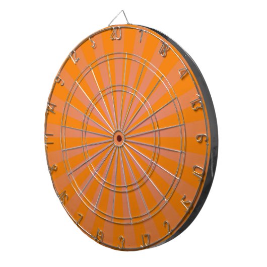 Oranje Funky Sun Rays Retro Stripes Dartbord (Voorkant Rechts)