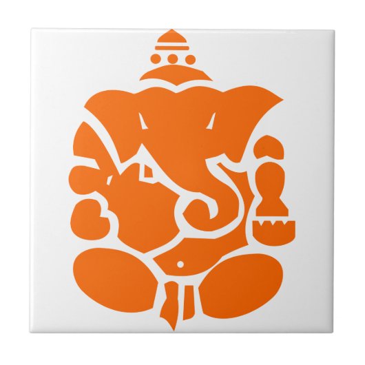 Oranje Ganesha-illustratie Tegeltje (Voorkant)