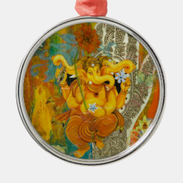 Oranje Ganesha Metalen Ornament