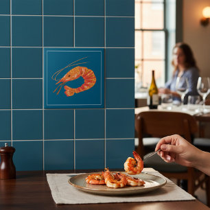 Oranje Garnaal Zeevruchten Illustratie Tegels Tegeltje