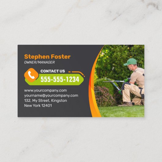 Oranje gazon service landschapsarchitectuur maaien visitekaartje (Achterkant)