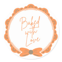 Oranje 'Gebakken Met Liefde' Ronde Sticker
