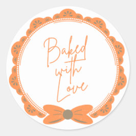 Oranje 'Gebakken Met Liefde' Ronde Sticker