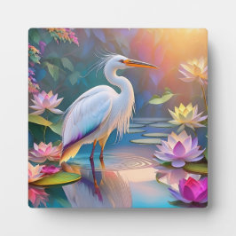 Oranje Gebekt Witte Reiger Fantasie Vogel  Fotoplaat