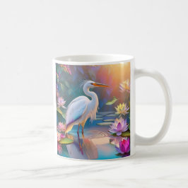 Oranje Gebekt Witte Reiger Fantasie Vogel  Koffiemok