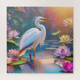 Oranje Gebekt Witte Reiger Fantasie Vogel  Legpuzzel