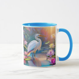 Oranje Gebekt Witte Reiger Fantasie Vogel  Mok