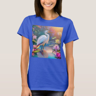 Oranje Gebekt Witte Reiger Fantasie Vogel T-shirt