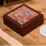 Oranje gebogen jaserpatroondoos cadeaudoosje<br><div class="desc">Winkelinkten,  sieraden en andere kleine keepenkoeken in deze houten cadeaudoos met keramische tegel die een afbeelding bevat van de abstracte patronen van oranje gebrande Jasper-steen. Selecteer de grootte en kleur van het cadeauvakje.</div>