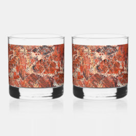 Oranje gebogen Jasper Stone Pattern Whisky Glas