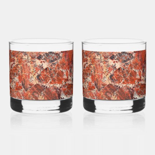Oranje gebogen Jasper Stone Pattern Whisky Glas (Voorkant)