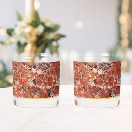 Oranje gebogen Jasper Stone Pattern Whisky Glas (Insitu (Huwelijk))