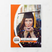 Oranje gebogen Lijst Drie Foto Afstuderen Drieluik Uitnodiging (Cover)