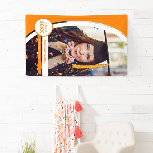 Oranje gebogen Lijst Foto Afstuderen Spandoek (Insitu)