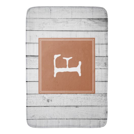 Oranje gebrand Rustisch monogram Bath Mat (Voorkant Verticaal)