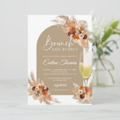 Oranje gebrande champagneglazen brunch en bubbly kaart (Staand voorkant)