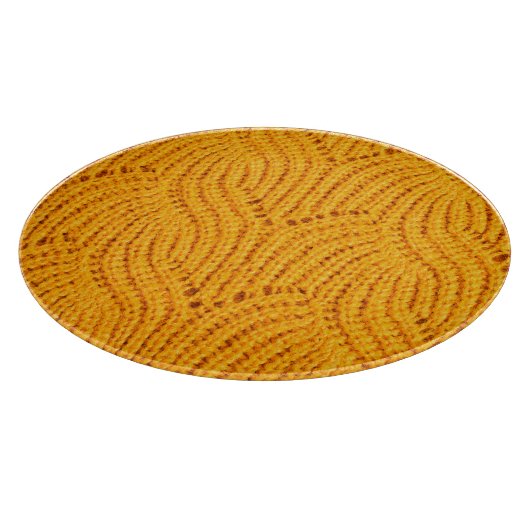 Oranje gebreide trui, gestructureerde achtergrond. snijplank (Hoek)