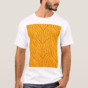 Oranje gebreide trui, gestructureerde achtergrond. t-shirt