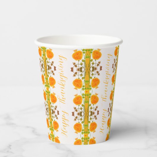 Oranje gecentreerde koppen voor patroonpapier papieren bekers (Achterkant)