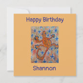Oranje Gecko Flat Birthday-kaart Kaart (Voorkant)