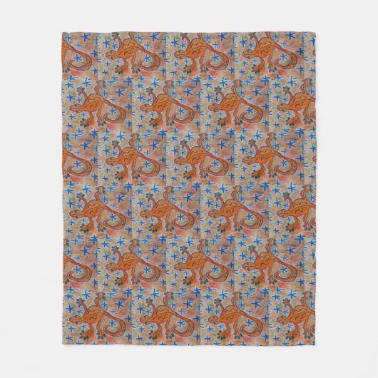 Oranje Gecko Fleece Deken (Voorkant)