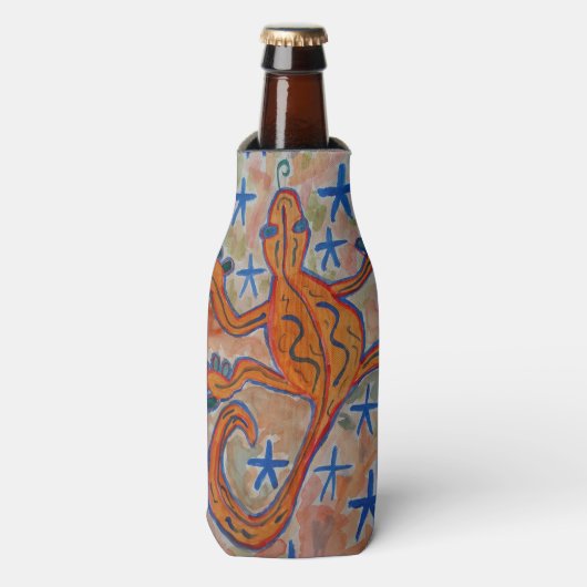 Oranje Gecko Flesjeskoeler (Fles Voorkant)
