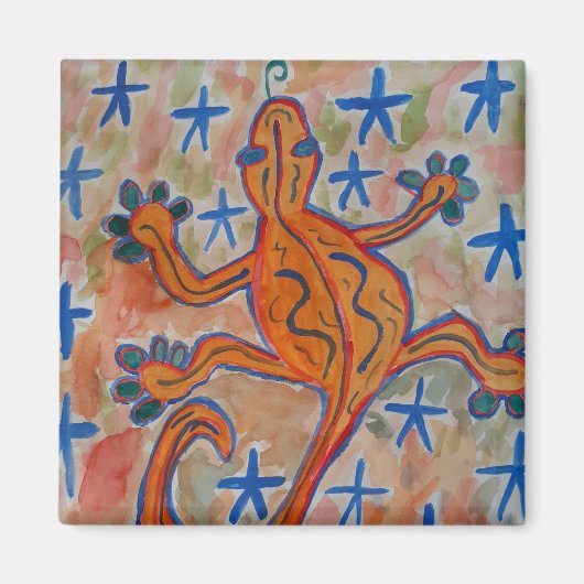 Oranje Gecko Magnet (Voorkant)