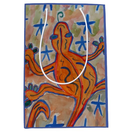 Oranje Gecko Medium Cadeauzakje (Voorkant)