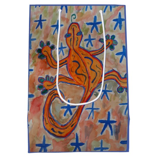 Oranje Gecko Medium Cadeauzakje (Achterkant)