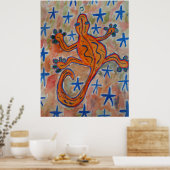 Oranje Gecko Poster (Keuken)