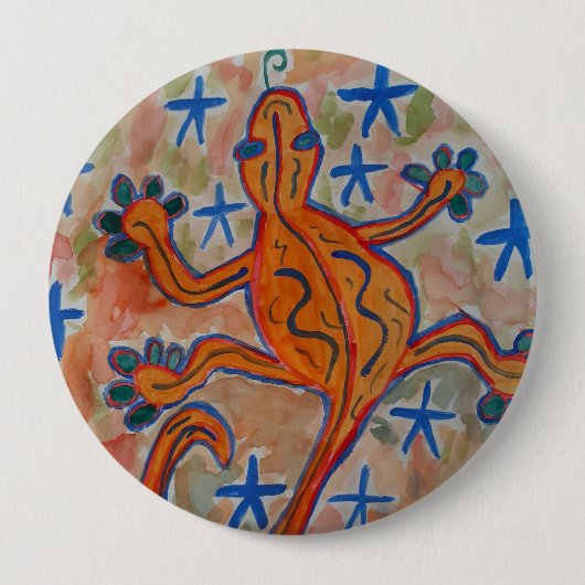 Oranje Gecko Round Badge Ronde Button 4,0 Cm (Voorkant)