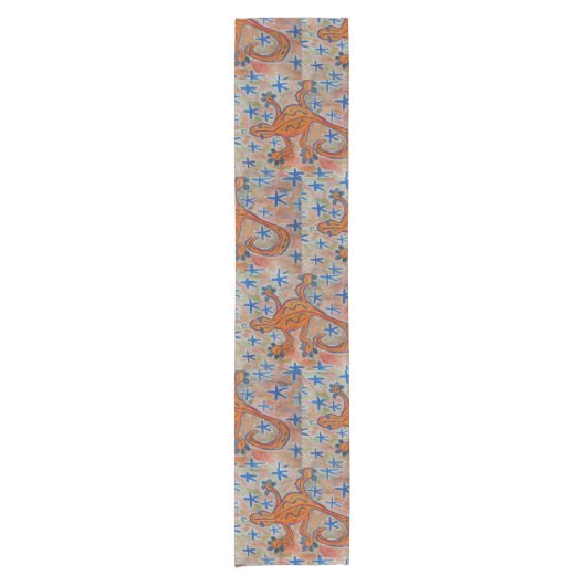 Oranje Gecko Table Runner Korte Tafelloper (Voorkant)