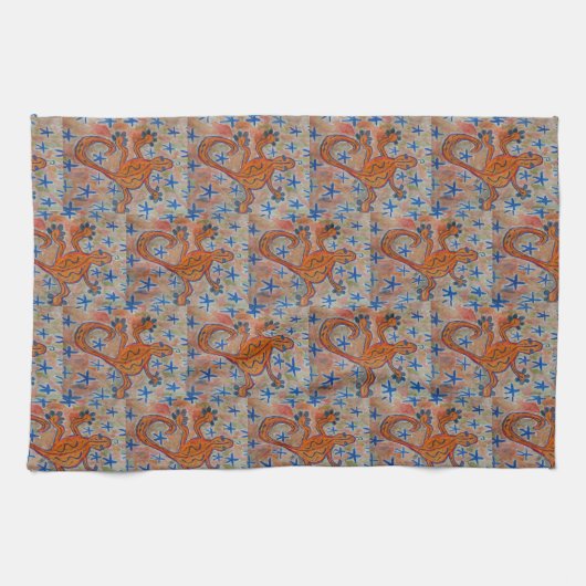 Oranje Gecko Tea Towel Theedoek (Horizontaal)