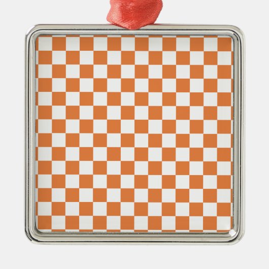 Oranje gecontroleerd patroon metalen ornament (Voorkant)