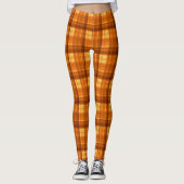 Oranje gecontroleerd Tartan Print, Leggings (Voorkant)