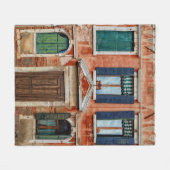 ORANJE GEDEELTE BOUWFACADE FLEECE DEKEN (Voorkant (Horizontaal))