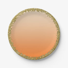 Oranje Gedompeld Goud Glitters Glam Schitterende F Papieren Bordje
