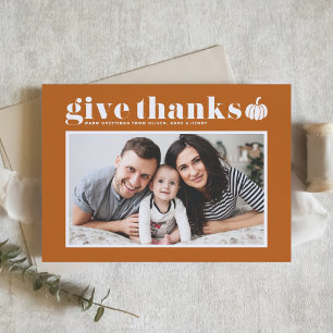 Oranje Geef Bedankt Foto Happy Thanksgiving Feestdagenkaart