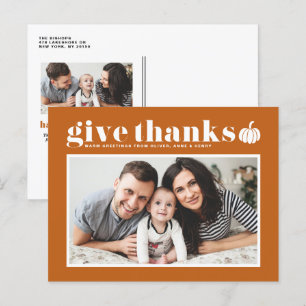 Oranje Geef Bedankt Foto Happy Thanksgiving Feestdagenkaart