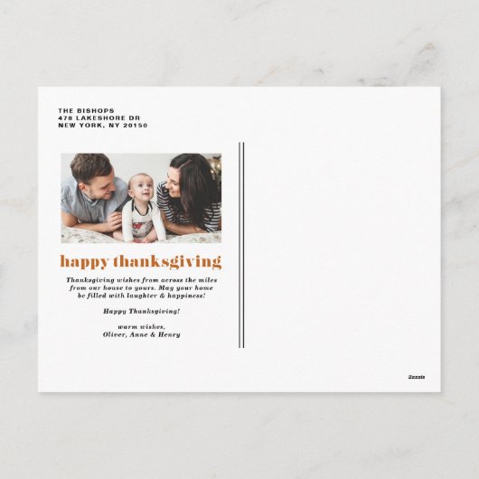 Oranje Geef Bedankt Foto Happy Thanksgiving Feestdagenkaart (Achterkant)