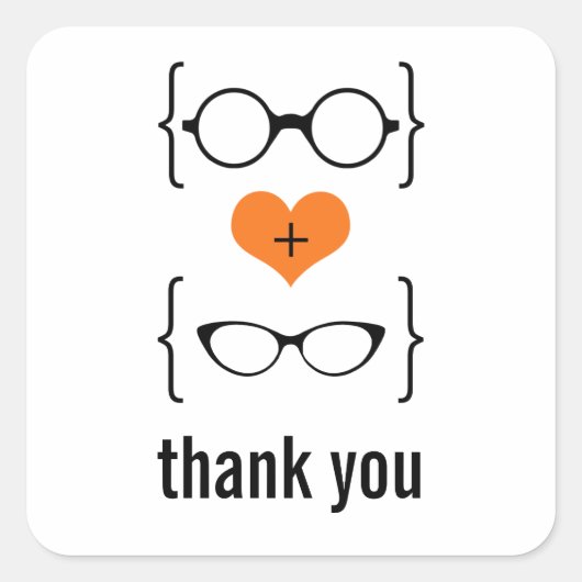 Oranje Geeky Glasses Dank u Stickers (Voorkant)