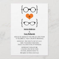 Oranje Geeky Glasses Wedding Invitation