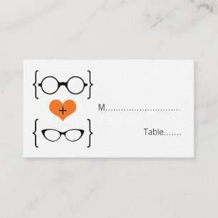 Oranje Geeky Glasses Wedding Place Kaarten Plaatskaartje