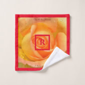 Oranje Geel A Roos is de beste Monogrammen Bad Handdoek (Wasdoekje)