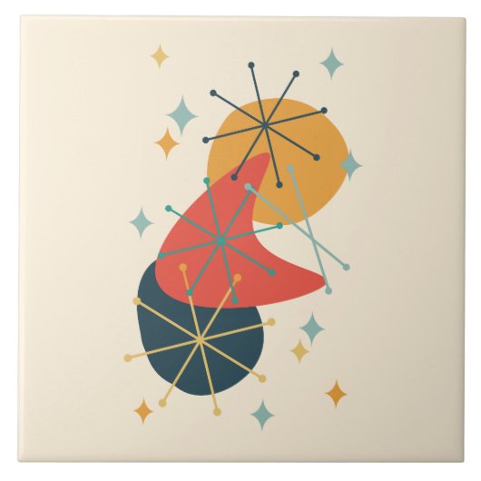 Oranje, geel, Abstract met houtskool uit de middel Tegeltje (Voorkant)