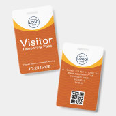 Oranje Geel Bedrijfsbezoekerspas ID QR-code Badge (Voor- en achterkant)